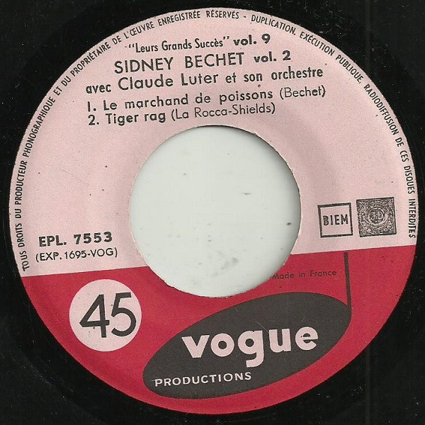Sidney Bechet Avec Claude Luter Et Son Orchestre - Sidney Bechet Vol. 2 | Disques Vogue (EPL. 7.553) - 4 Sidney Bechet Avec Claude Luter Et Son Orchestre - Sidney Bechet Vol. 2 | Disques Vogue (EPL. 7.553) - 4