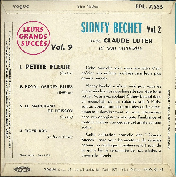 Sidney Bechet Avec Claude Luter Et Son Orchestre - Sidney Bechet Vol. 2 | Disques Vogue (EPL. 7.553) - 2 Sidney Bechet Avec Claude Luter Et Son Orchestre - Sidney Bechet Vol. 2 | Disques Vogue (EPL. 7.553) - 2