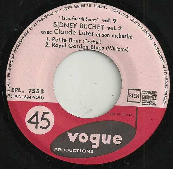 Sidney Bechet Avec Claude Luter Et Son Orchestre - Sidney Bechet Vol. 2 | Disques Vogue (EPL. 7.553) - 3 Sidney Bechet Avec Claude Luter Et Son Orchestre - Sidney Bechet Vol. 2 | Disques Vogue (EPL. 7.553) - 3