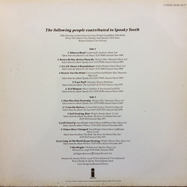 Spooky Tooth - The Best Of Spooky Tooth | Island Records (89 483 XOT) - 2