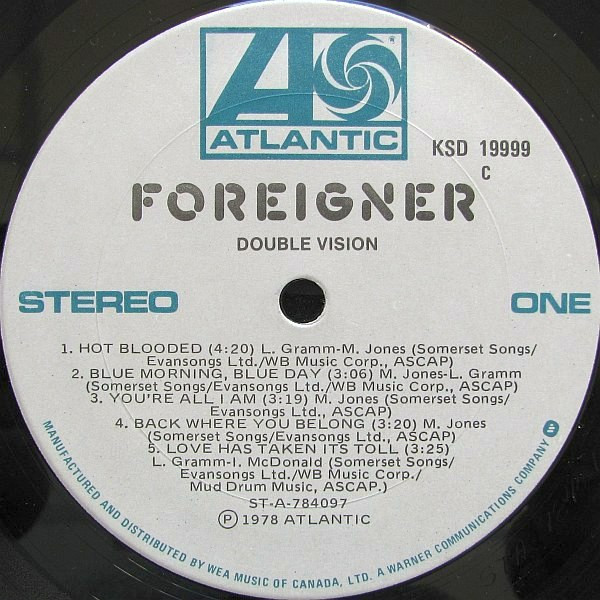 Foreigner - Double Vision | Atlantic (KSD 19999) - 3