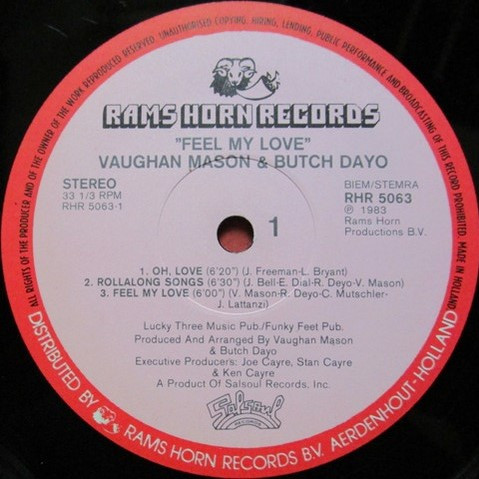 Vaughan Mason And Butch Dayo - Feel My Love | Rams Horn Records (RHR 5063) - 3
