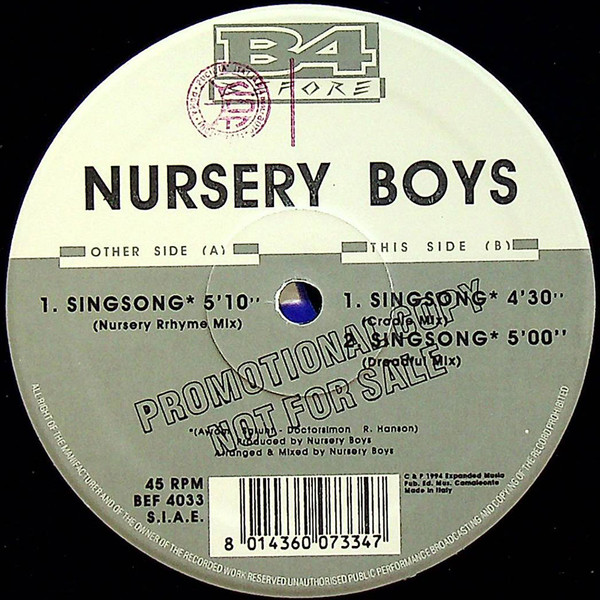 Nursery Boys - Singsong | B4 Before (BEF 4033) - 3