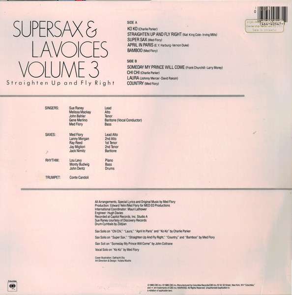 Supersax & L. A. Voices - Straighten Up And Fly Right Volume 3 | Columbia (FC 40547) - 2