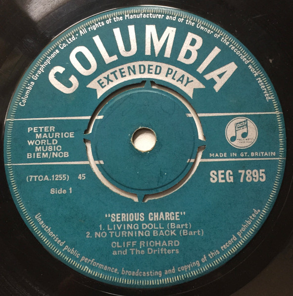 Cliff Richard & The Drifters - Serious Charge | Columbia (SEG 7895) - 3 Cliff Richard & The Drifters - Serious Charge | Columbia (SEG 7895) - 3