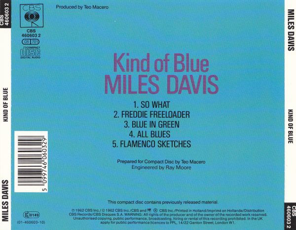Miles Davis - Kind Of Blue | CBS (CBS 460603 2) - 2