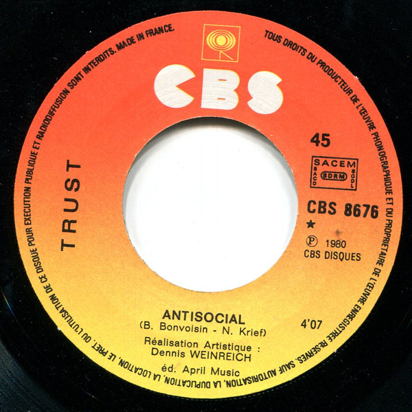 Trust - Antisocial | CBS (CBS 8676) - 3