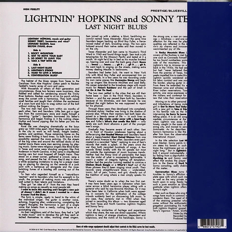 Lightnin' Hopkins With Sonny Terry - Last Night Blues | Craft Recordings (CR00746) - 2