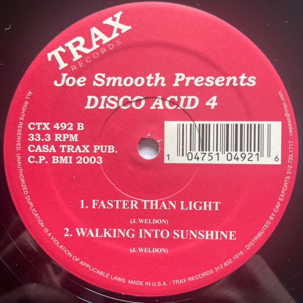 Joe Smooth - Disco Acid 4 | Trax Records (CTX 492) - 2 Joe Smooth - Disco Acid 4 | Trax Records (CTX 492) - 2
