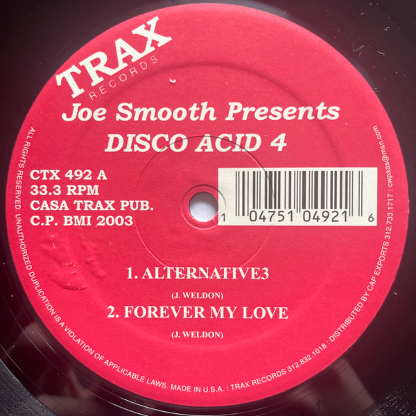 Joe Smooth - Disco Acid 4 | Trax Records (CTX 492)