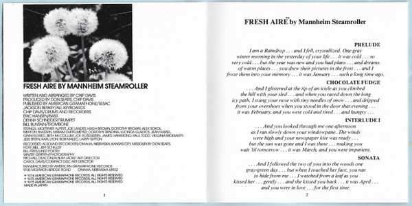 Mannheim Steamroller - Seasons A Fresh Aire Collection by Chip Davis | American Gramaphone (AGCD 321) - 4