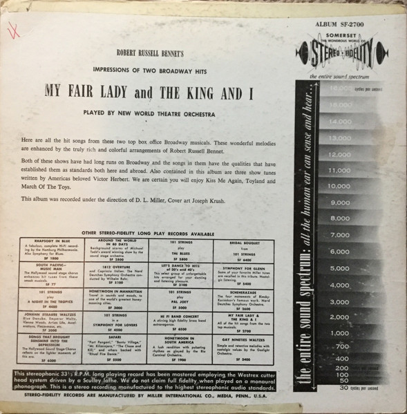 The New World Theatre Orchestra - My Fair Lady / The King And I | Stereo-Fidelity (SF-2700) - 2