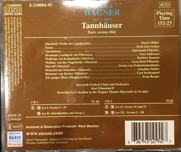 Richard Wagner - Tannhäuser | Naxos Historical (8.110094) - 2
