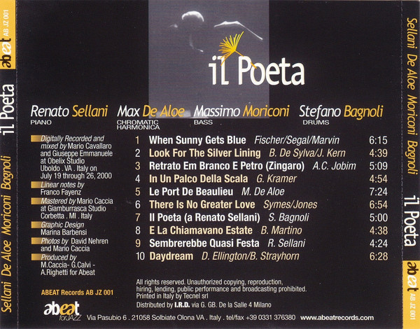 Renato Sellani , Max De Aloe , Massimo Moriconi , Stefano Bagnoli - Il Poeta | Abeat Records (AB JZ 001) - 2