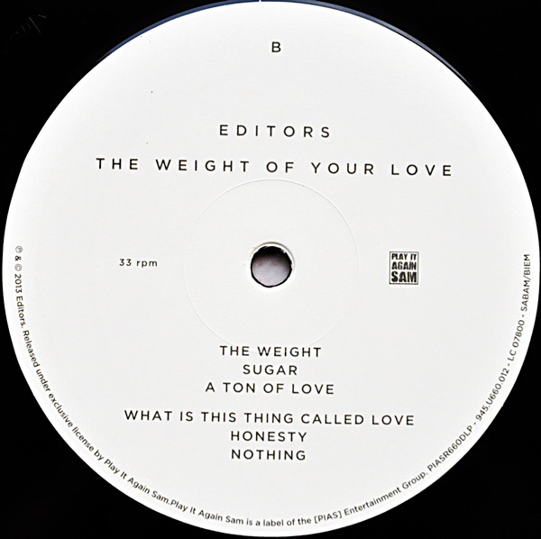 Editors - The Weight Of Your Love | Play It Again Sam (PIASR660DLP) - 4 Editors - The Weight Of Your Love | Play It Again Sam (PIASR660DLP) - 4