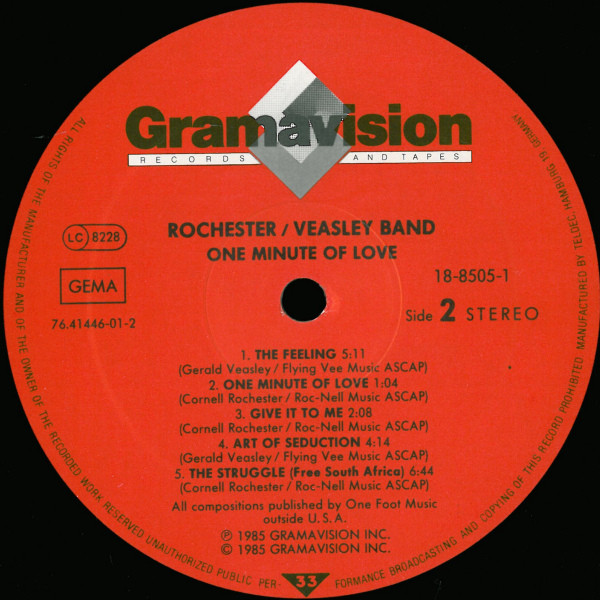 Rochester / Veasley Band - One Minute Of Love | Gramavision (18-8505-1) - 3 Rochester / Veasley Band - One Minute Of Love | Gramavision (18-8505-1) - 3