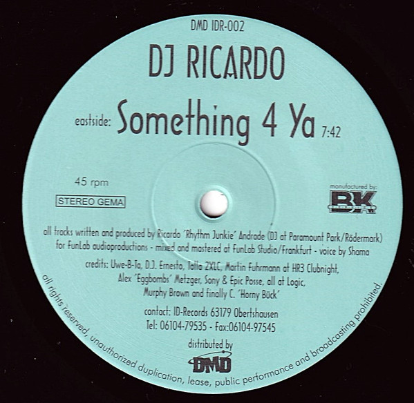 Ricardo Andrade - Ginzei / Something 4 Ya | ID Records (IDR-002) - 2
