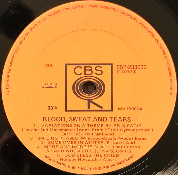 Blood, Sweat And Tears - Blood, Sweat And Tears | CBS (SBP 233633) - 3 Blood, Sweat And Tears - Blood, Sweat And Tears | CBS (SBP 233633) - 3