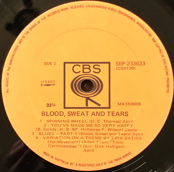 Blood, Sweat And Tears - Blood, Sweat And Tears | CBS (SBP 233633) - 4 Blood, Sweat And Tears - Blood, Sweat And Tears | CBS (SBP 233633) - 4