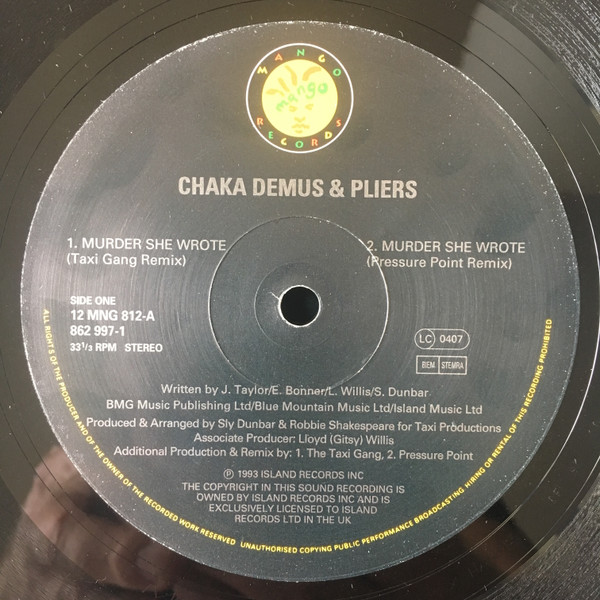 Chaka Demus & Pliers - Murder She Wrote | Mango (12 MNG 812) - 3
