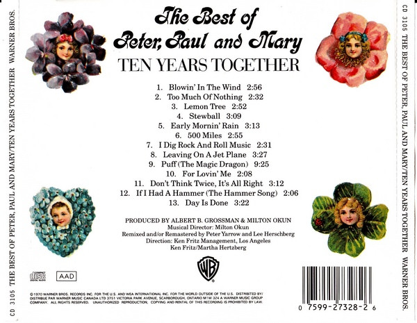 Peter, Paul & Mary - The Best Of Peter, Paul And Mary / Ten Years Together | Warner Bros. Records (CD-3105) - 3