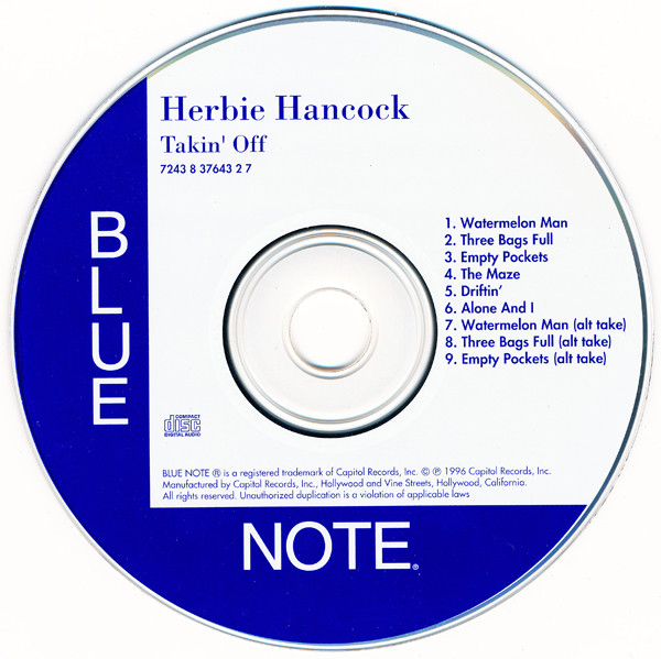 Herbie Hancock - Takin' Off | Blue Note (CDP 7243 8 37643 2 7) - 2