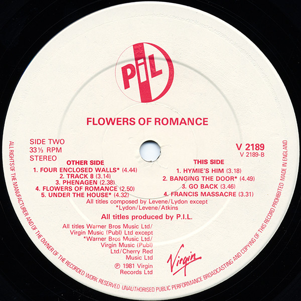 Public Image Limited - The Flowers Of Romance | Virgin (V 2189) - 4 Public Image Limited - The Flowers Of Romance | Virgin (V 2189) - 4
