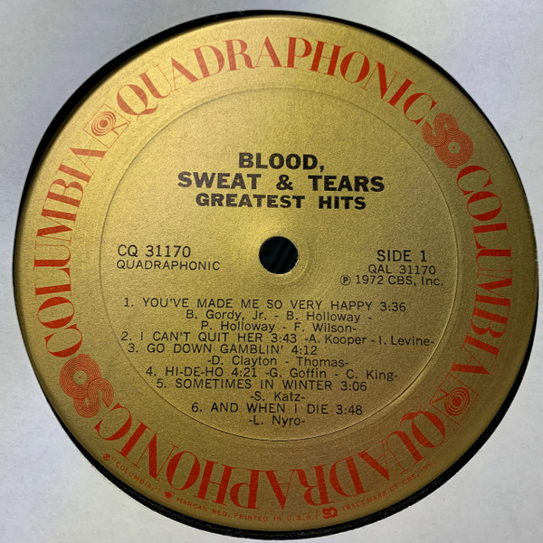 Blood, Sweat And Tears - Blood, Sweat & Tears Greatest Hits | Columbia (CQ 31170) - 3