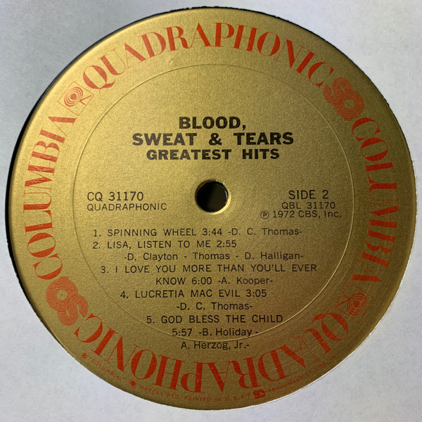 Blood, Sweat And Tears - Blood, Sweat & Tears Greatest Hits | Columbia (CQ 31170) - 4