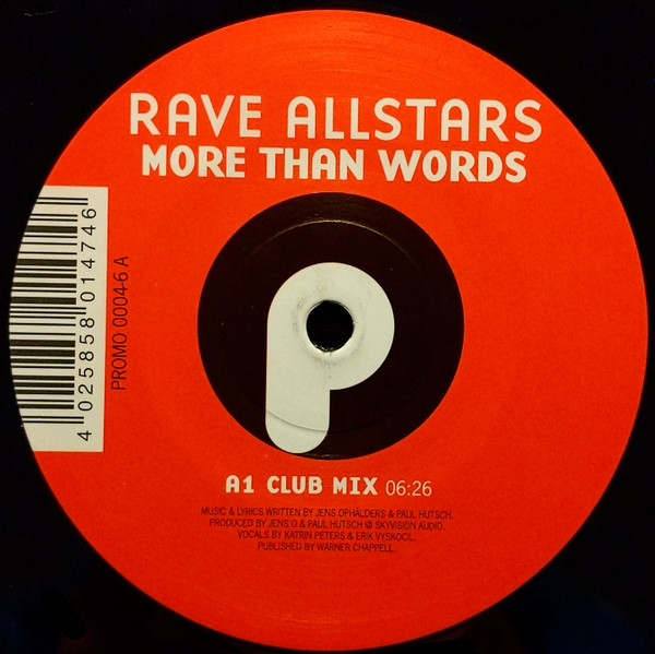 Rave Allstars - More Than Words / Achtung Spass!!! | Promo (PROMO 0004-6) - main Rave Allstars - More Than Words / Achtung Spass!!! | Promo (PROMO 0004-6) - main