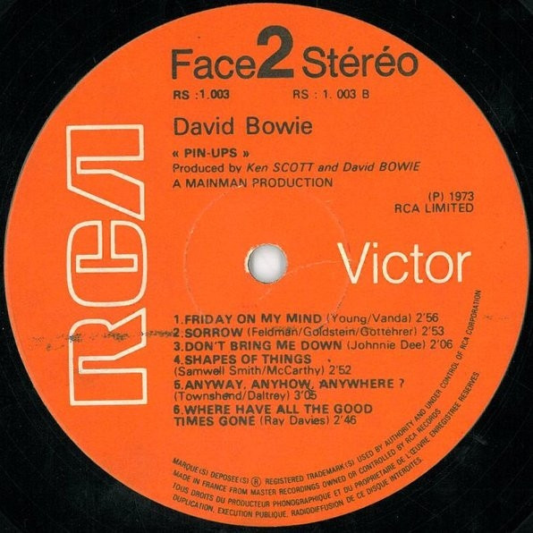 David Bowie - Pinups | RCA Victor (RS 1003) - 3