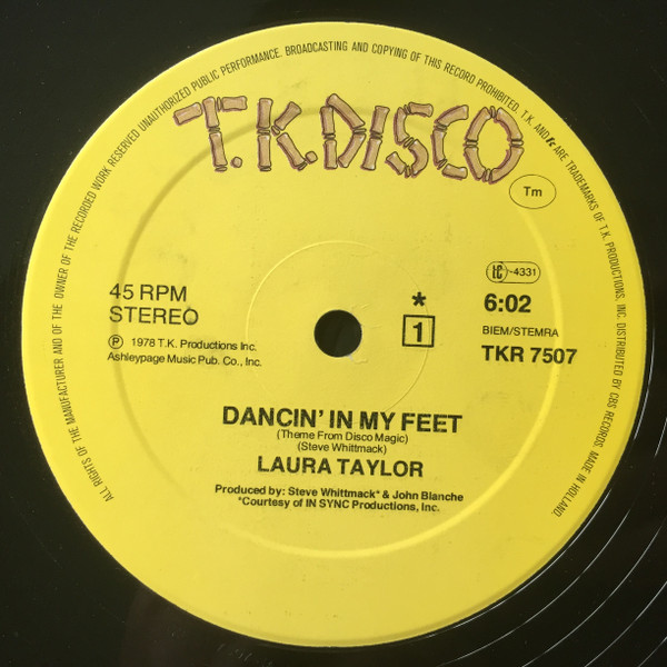 Laura Taylor - Dancin' In My Feet (Theme From Disco Magic) / Lady Scorpio | T.K. Disco (TKR 7507) - 3 Laura Taylor - Dancin' In My Feet (Theme From Disco Magic) / Lady Scorpio | T.K. Disco (TKR 7507) - 3