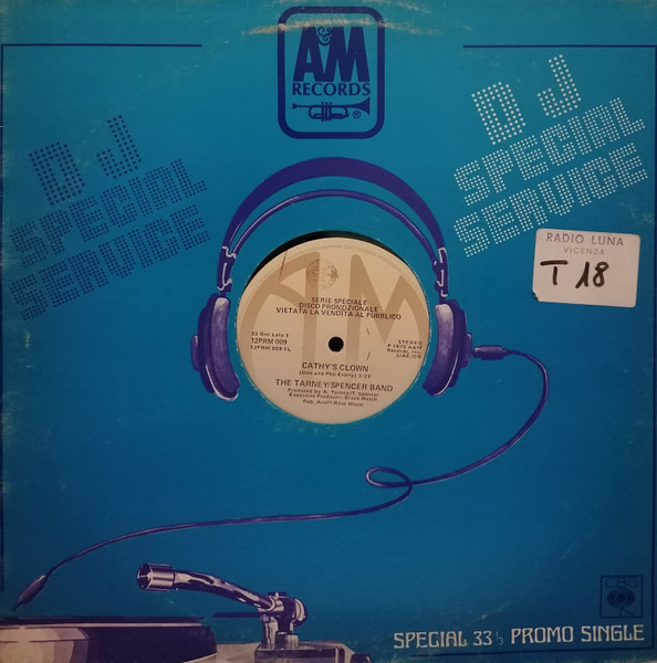 The Tarney/Spencer Band - Cathy's Clown / It's Really You | A&M Records (12PRM 009) - main