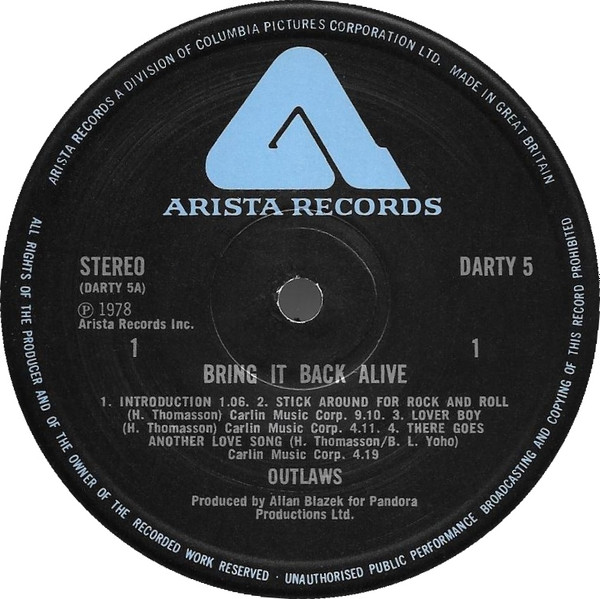 Outlaws - Bring It Back Alive | Arista (DARTY 5) - 4
