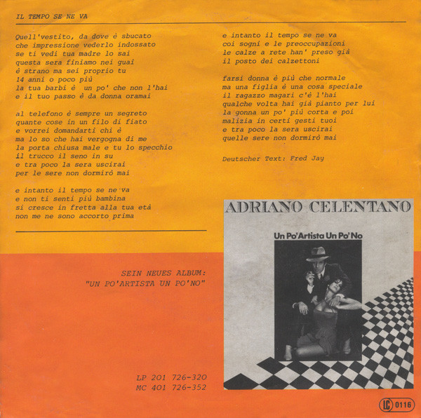 Adriano Celentano - Il Tempo Se Ne Va | Ariola (101 500) - 2