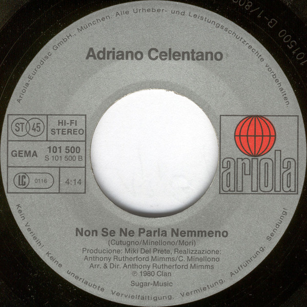 Adriano Celentano - Il Tempo Se Ne Va | Ariola (101 500) - 4