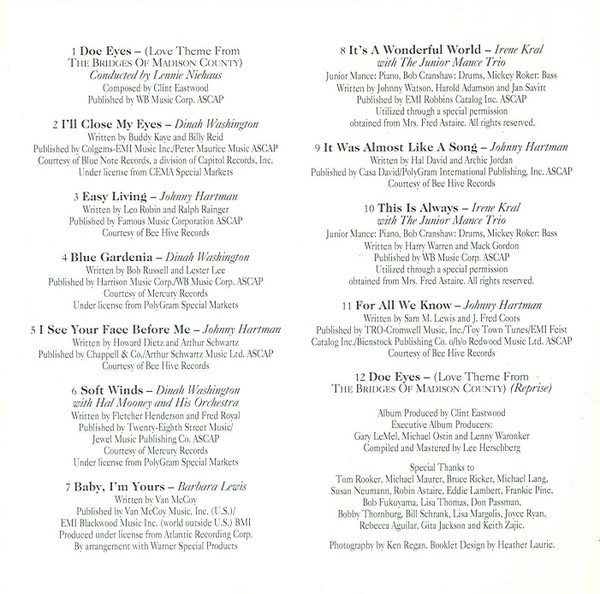 Various - The Bridges Of Madison County - Music From The Motion Picture | Malpaso Records (9362-45949-2) - 2