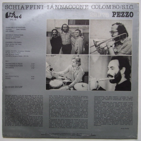 SIC Trio , Giancarlo Schiaffini , Michele Iannaccone , Eugenio Colombo - 29.9.78 Pezzo | Red Record (VPA 136) - 2 SIC Trio , Giancarlo Schiaffini , Michele Iannaccone , Eugenio Colombo - 29.9.78 Pezzo | Red Record (VPA 136) - 2