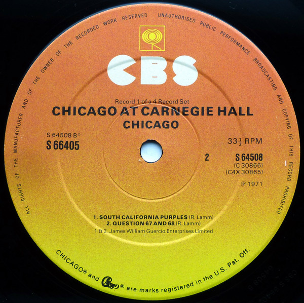 Chicago - At Carnegie Hall | CBS (S 66405) - 4 Chicago - At Carnegie Hall | CBS (S 66405) - 4