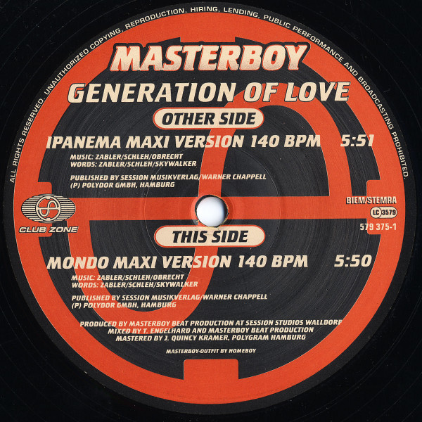 Masterboy - Generation Of Love | Club Zone (579 375-1) - 4