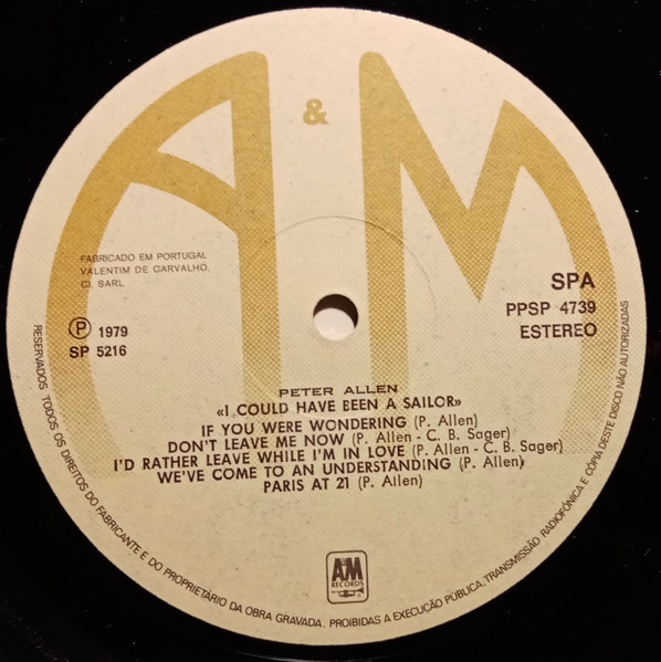 Peter Allen - I Could Have Been A Sailor | A&M Records (PPSP 4739) - 3 Peter Allen - I Could Have Been A Sailor | A&M Records (PPSP 4739) - 3