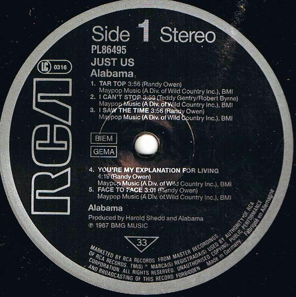 Alabama - Just Us | RCA (PL86495) - 3