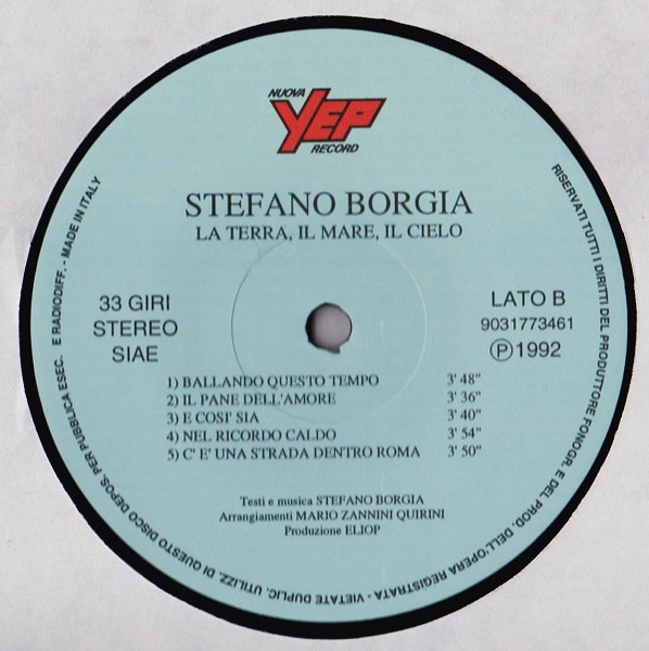 Stefano Borgia - La Terra, Il Mare, Il Cielo | Nuova YEP Record (9031 77346-1) - 4