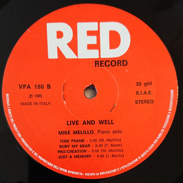 Mike Melillo - 'Live And Well | Red Record (VPA 188) - 4 Mike Melillo - 'Live And Well | Red Record (VPA 188) - 4
