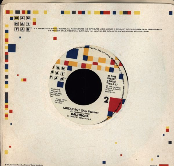 Baltimora - Tarzan Boy (7") [Vinyl] | Manhattan Records (B-50018) - 2