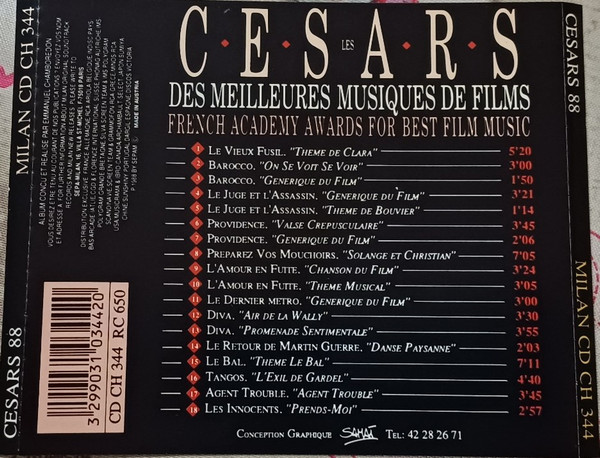 Various - Les Cesars 1988 Des Meilleures Musiques De Films | Milan (CD CH 344) - 4