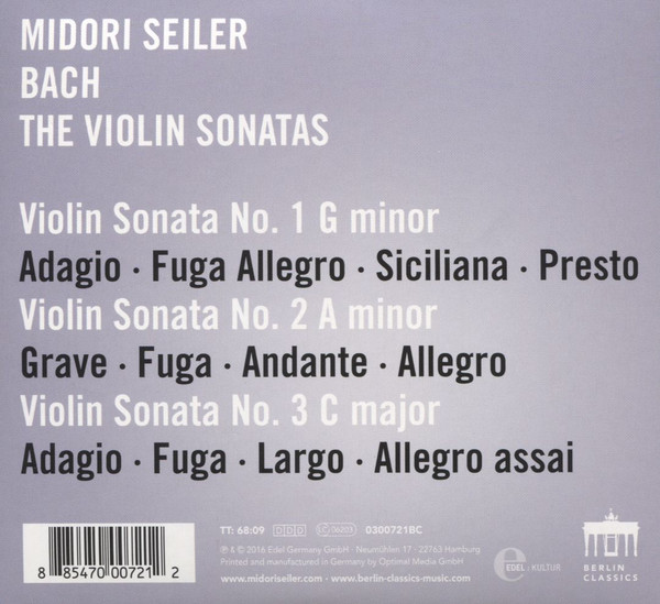 Johann Sebastian Bach , Midori Seiler - The Violin Sonatas | Berlin Classics (0300721BC) - 2