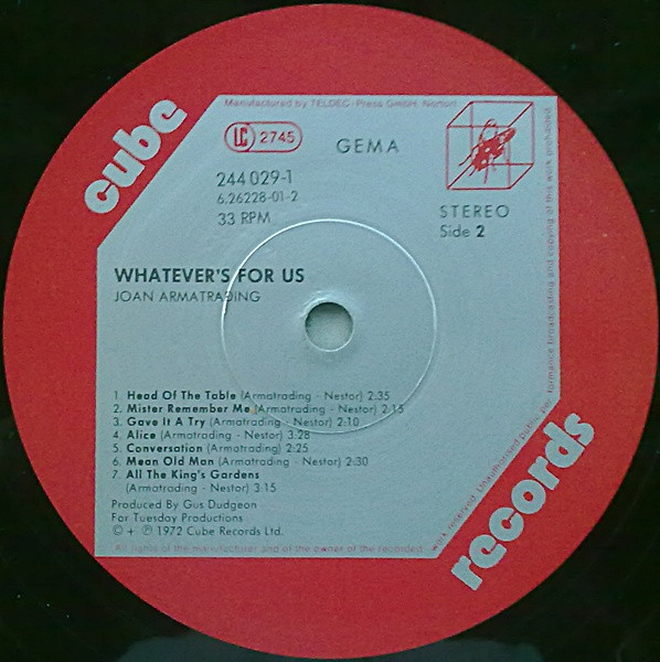Joan Armatrading - Whatever's For Us | Cube Records (6.26228 BL) - 4