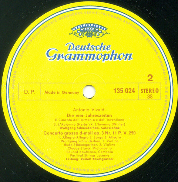 Antonio Vivaldi / Festival Strings Lucerne , Rudolf Baumgartner - Die Vier Jahreszeiten & Concerto Grosso Op 3 Nr. II D-moll, P.V. 250 | Deutsche Grammophon (135 024) - 4