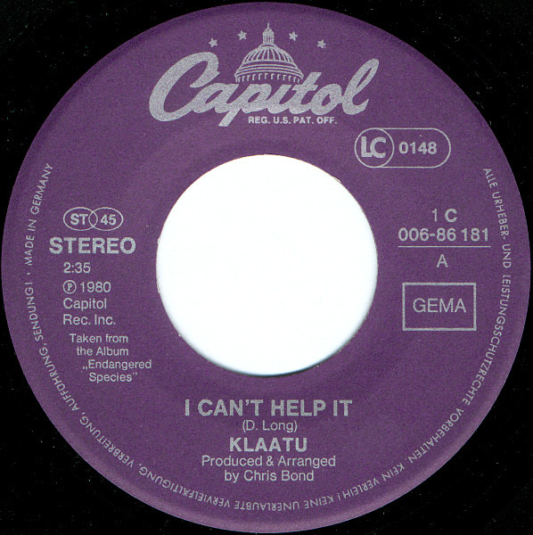 Klaatu - I Can't Help It | Capitol Records (1C 006-86 181) - 3